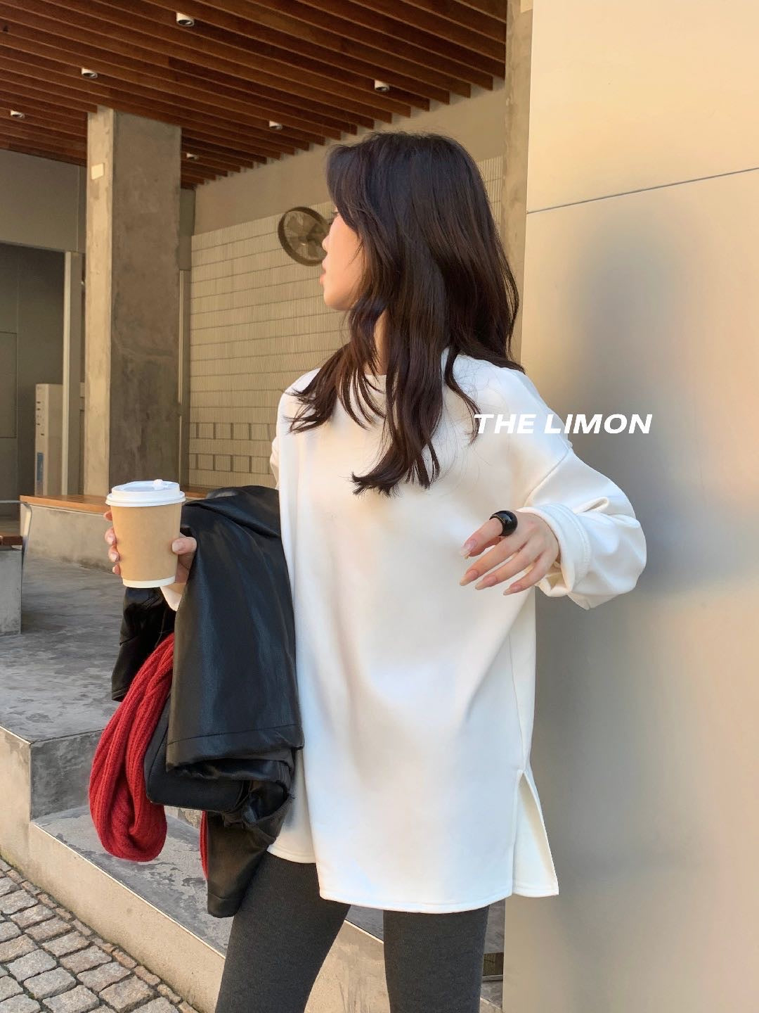 LIMON - 加厚長袖加絨大版T 9296#