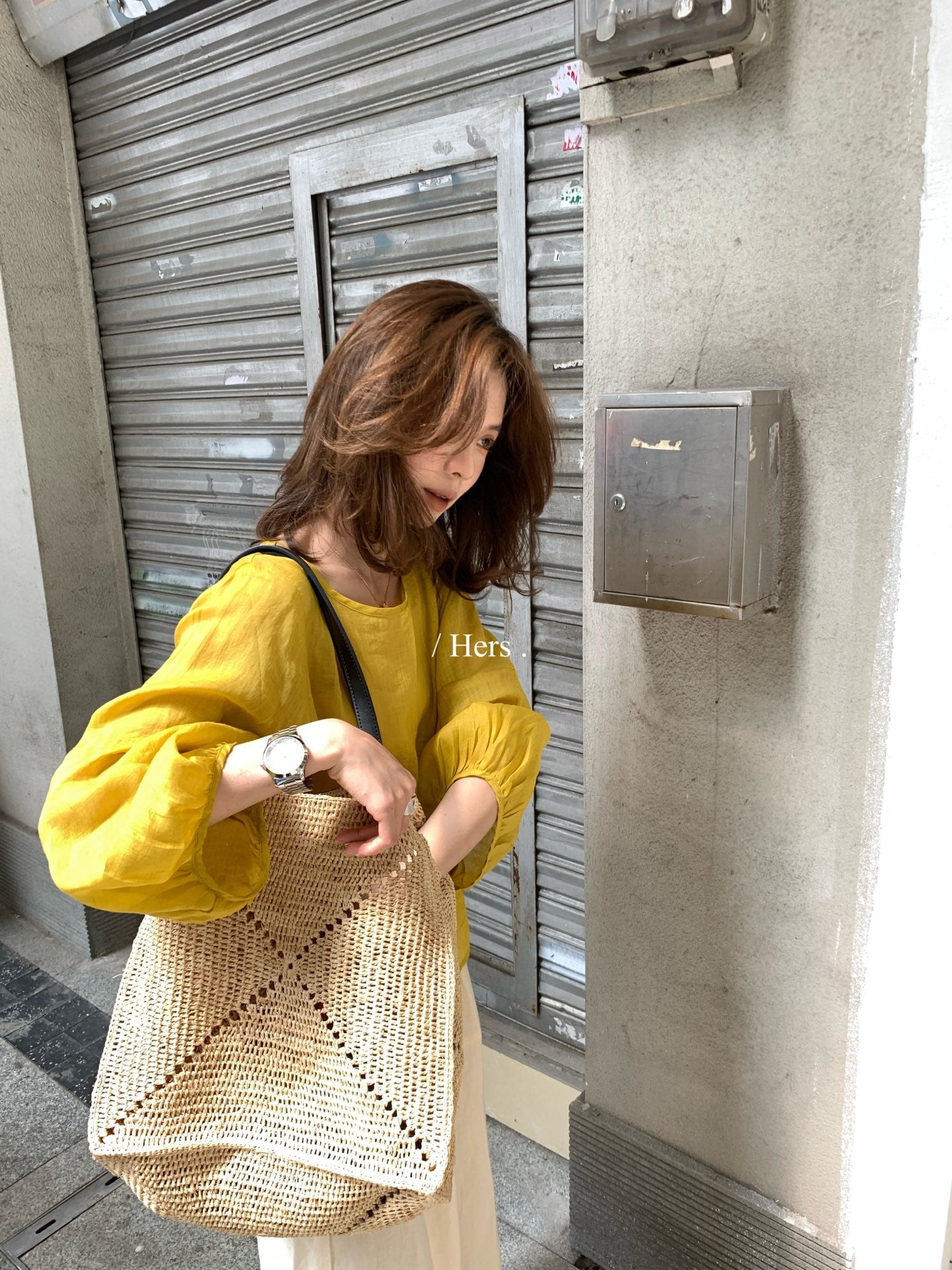 Hers - 苎麻氣質復古衫   80458#