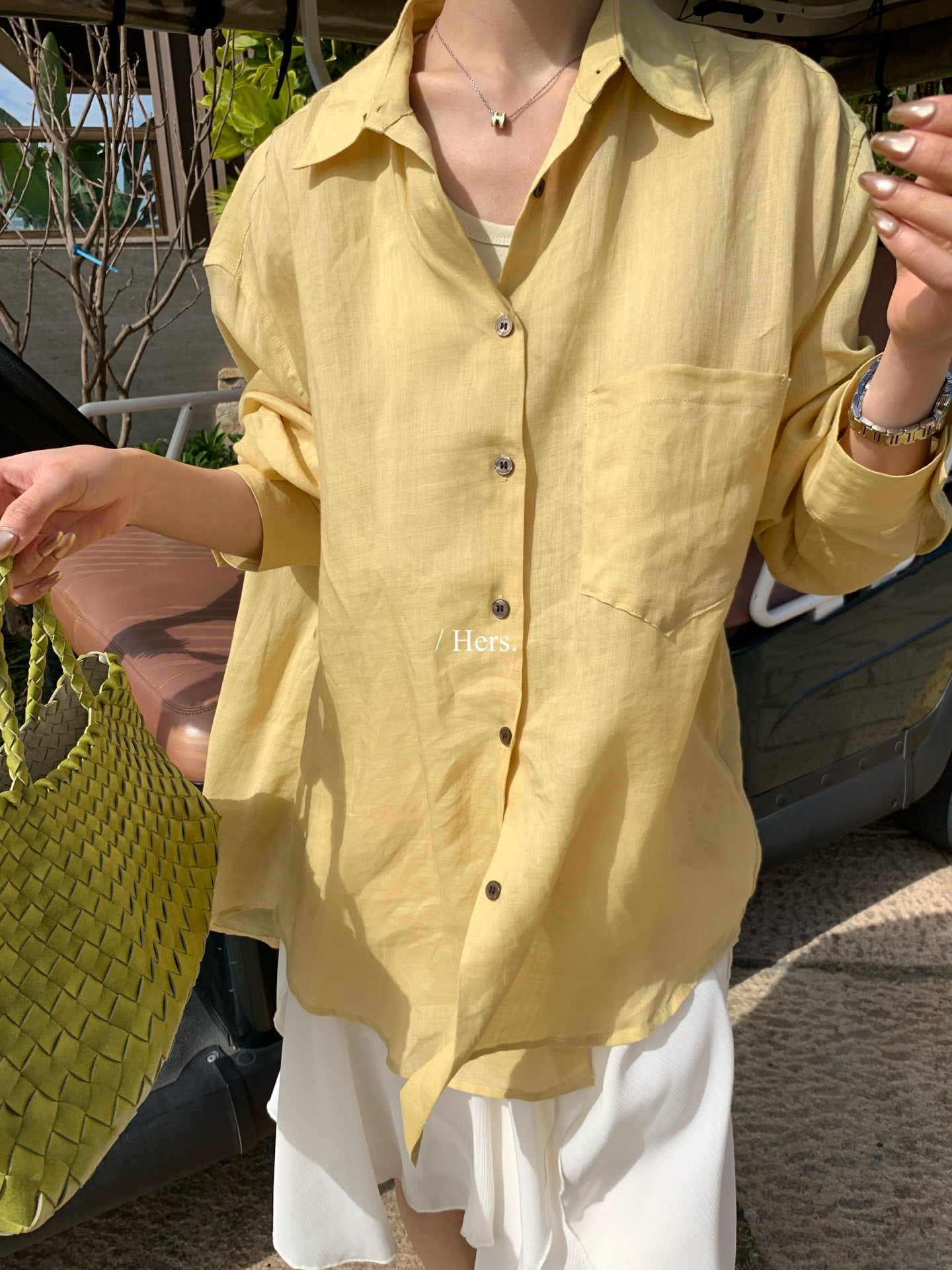 Hers - 多色經典麻料襯衫   80191#