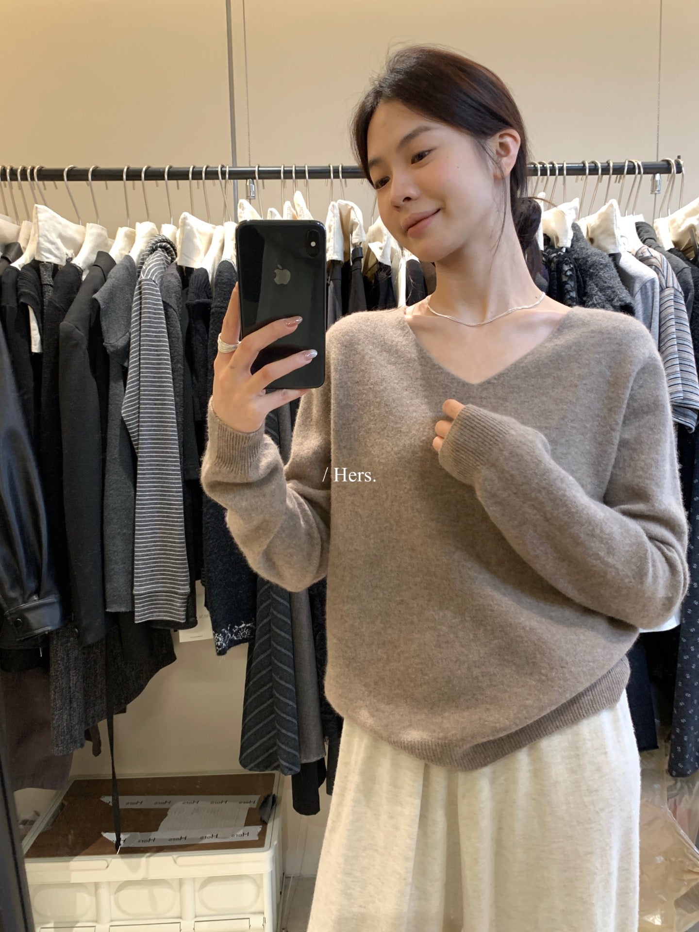 Hers - 羊毛V領針織衫  92437#