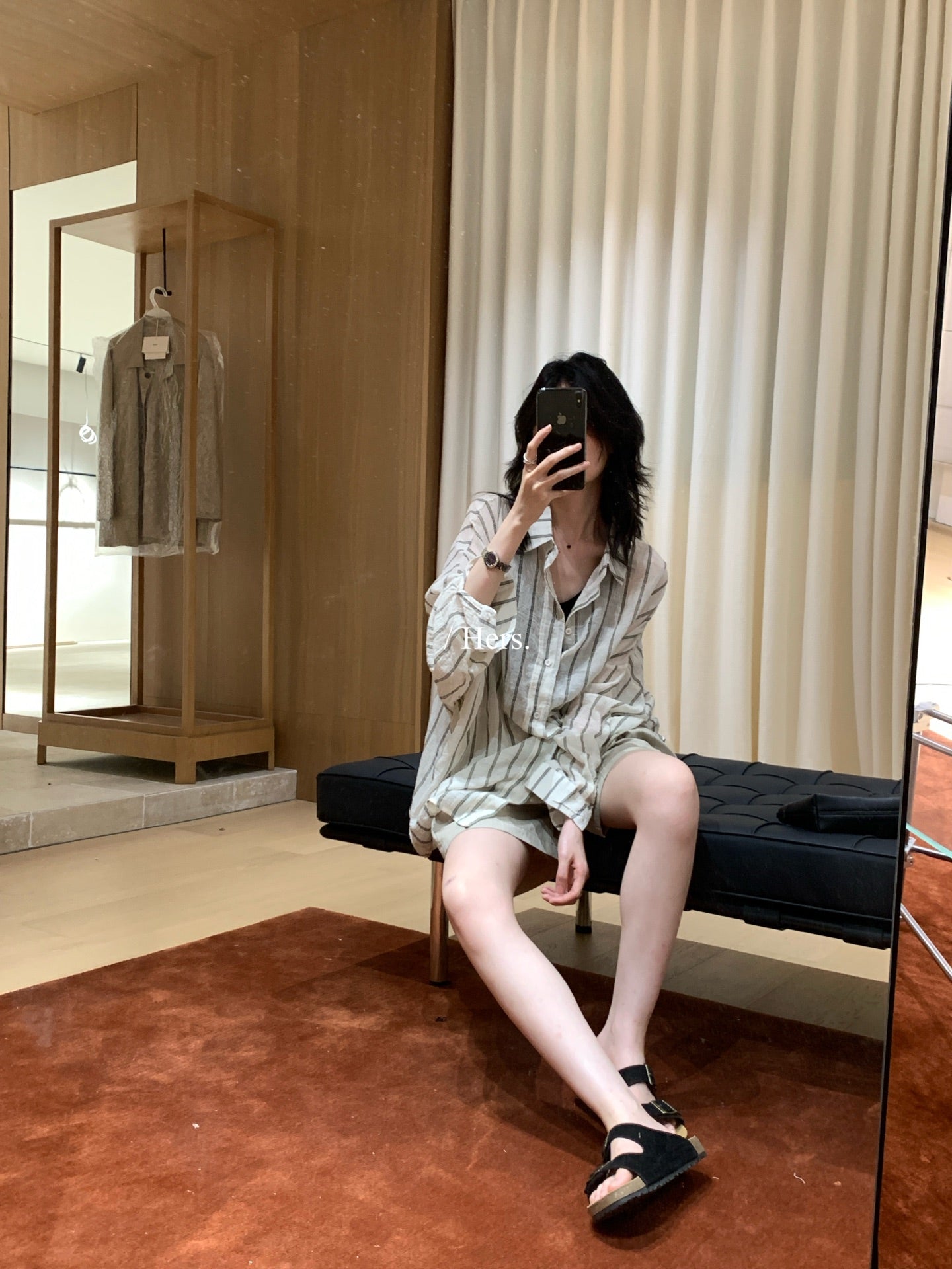 Hers - 舒適飄逸感防曬條紋襯衫  80553#