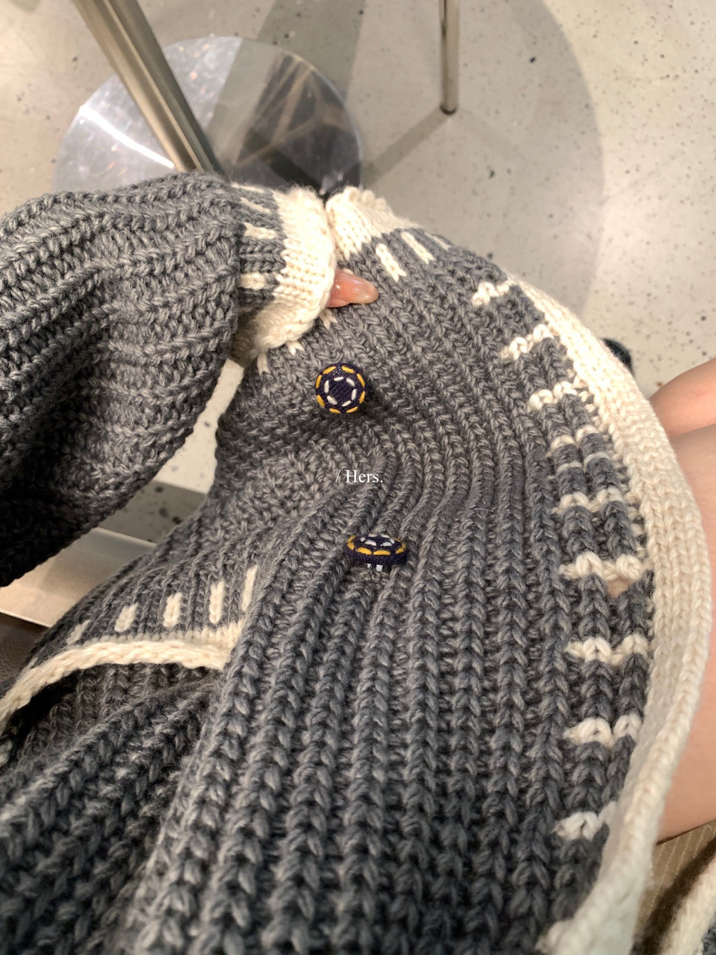 Metwo - 韓標 大毛衣車線開衫  92468#