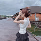 NENE> 蕾絲瀏海無袖冰絲衫  1015#