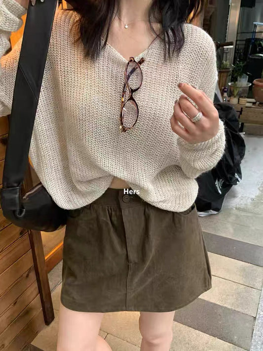 HERS> 咖啡牛仔棉短裙   2044#