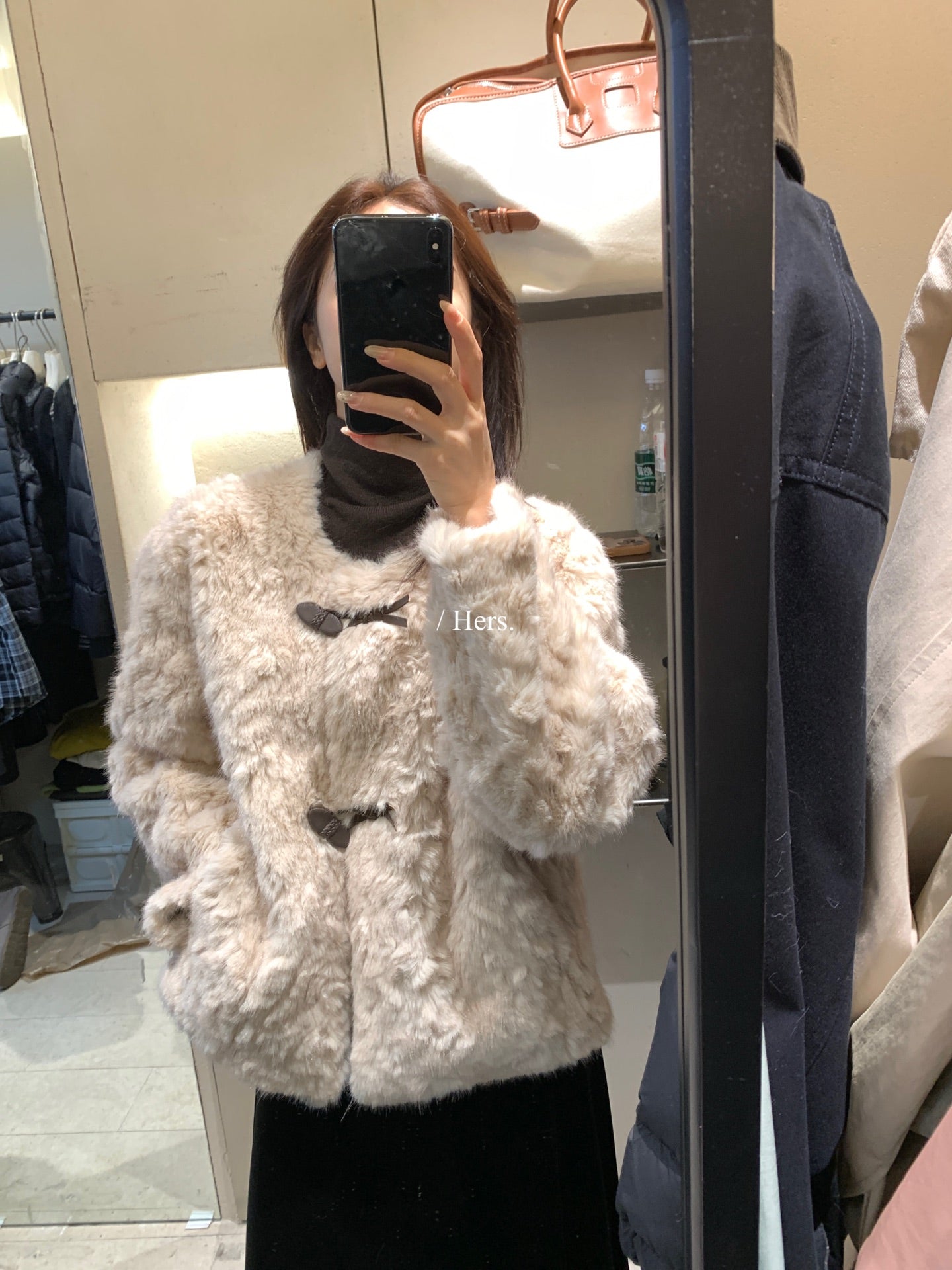 Hers - 韓標 皮毛一牛角扣外套 92552#