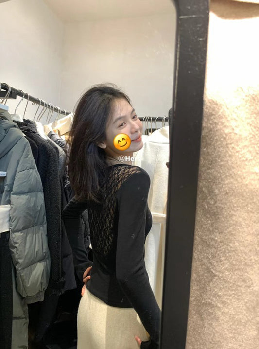 HERS> 後背蕾絲拼接上衣 #10318#