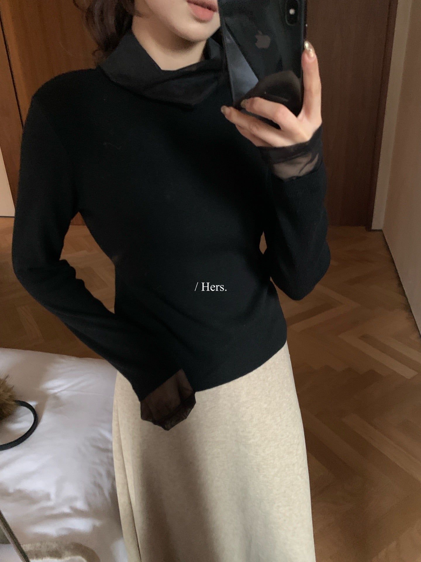 seeUbye - 歐根紗拼接氣質針織衫  92740#