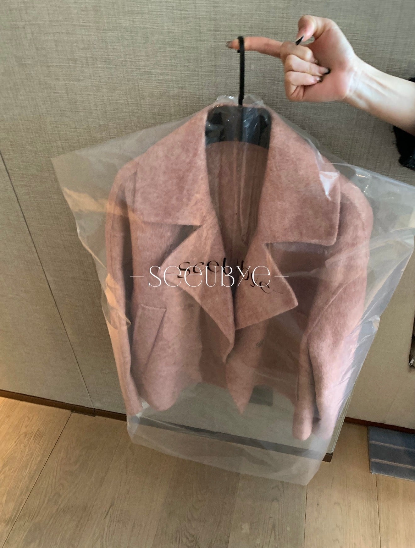 seeUbye - 鮭魚粉雙面羊毛大衣  731#