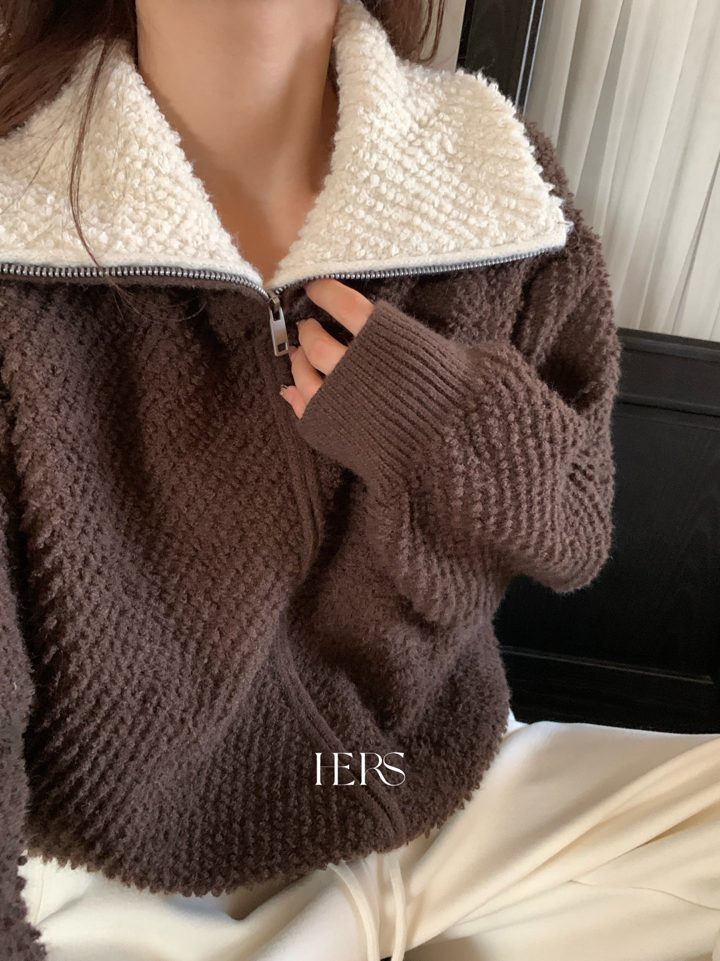 seeUbye - 撞色領口兩穿毛衣 92786#