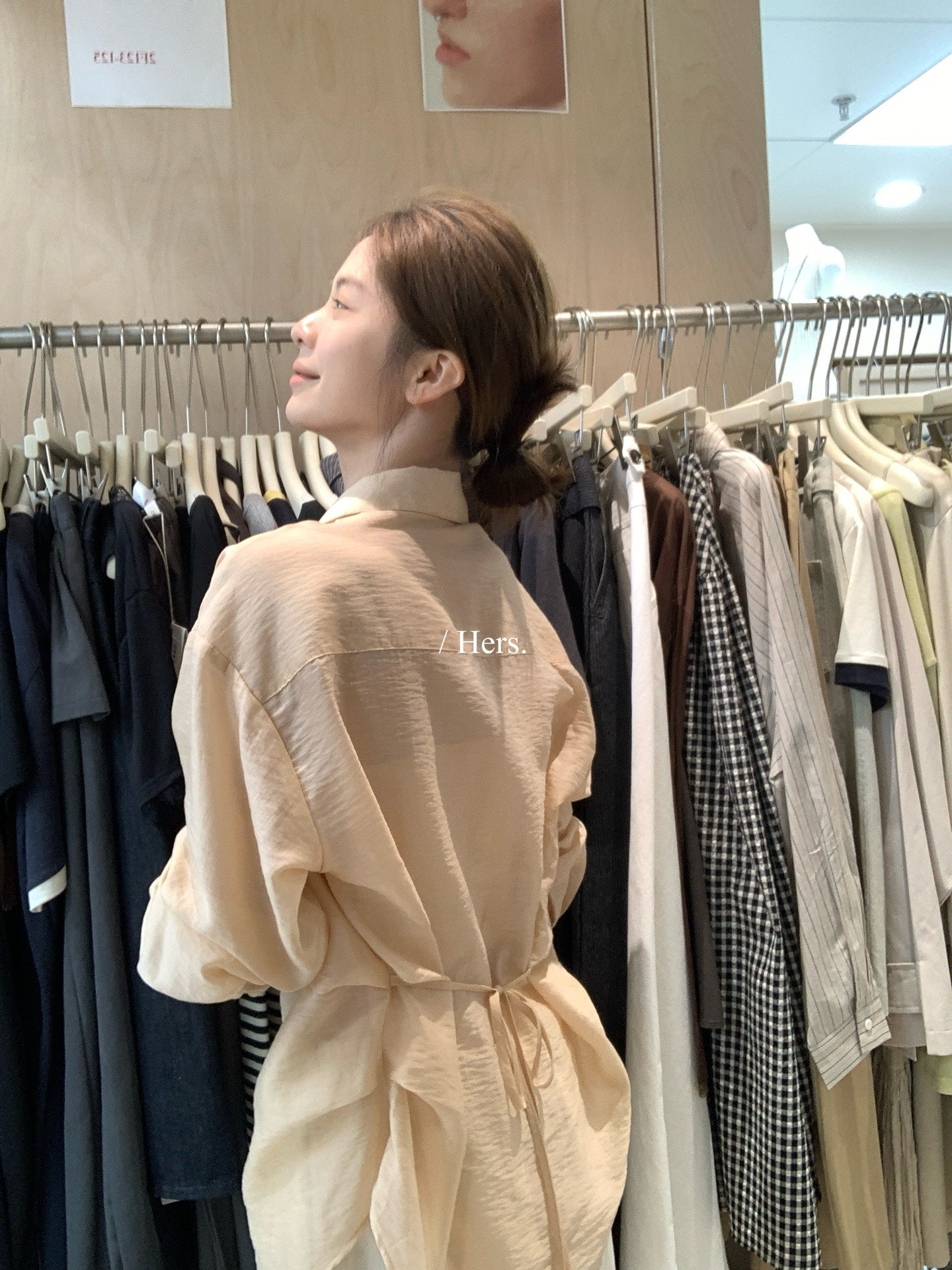 Hers -  掐腰綁帶襯衫    80390#