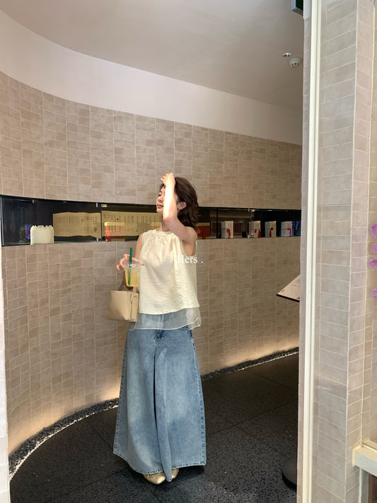 Hers - 牛仔闊腿裙褲   80358#