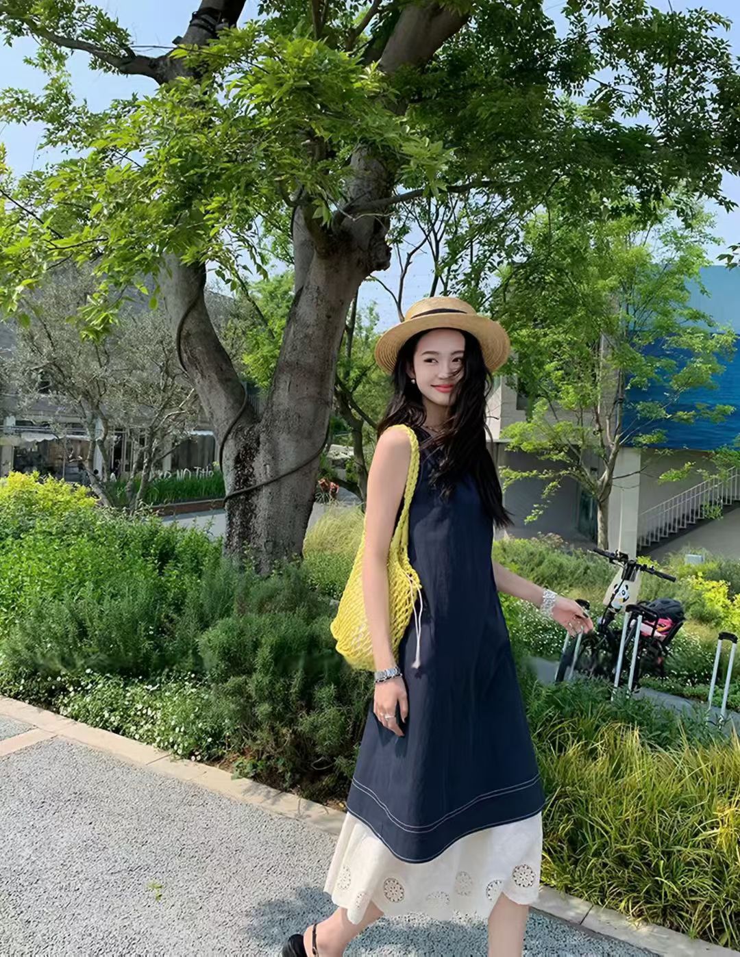 YJ - 復古蕾絲拼接連身裙/洋裝   8913#