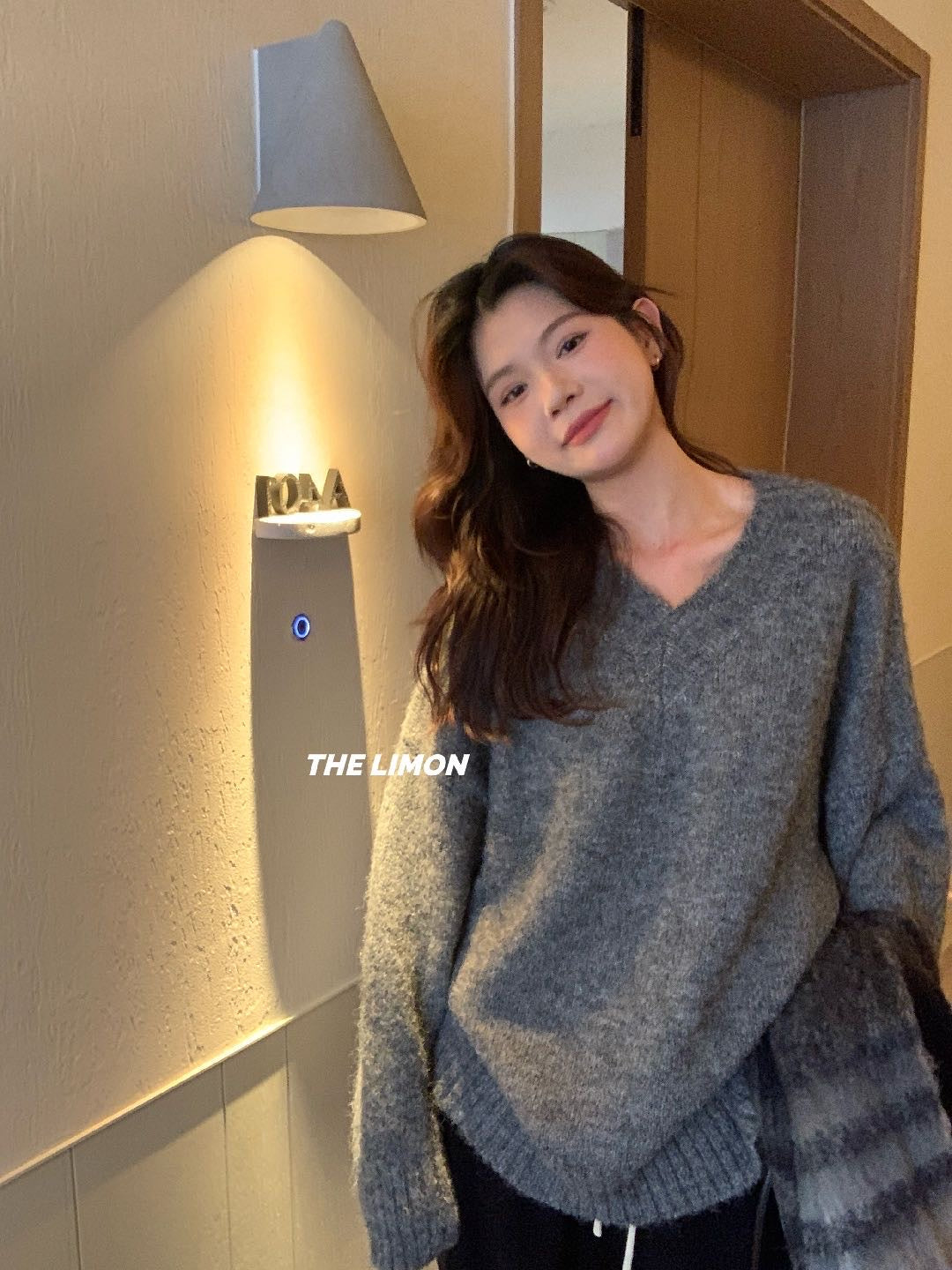 Limon - V領鬆弛毛衣  217#