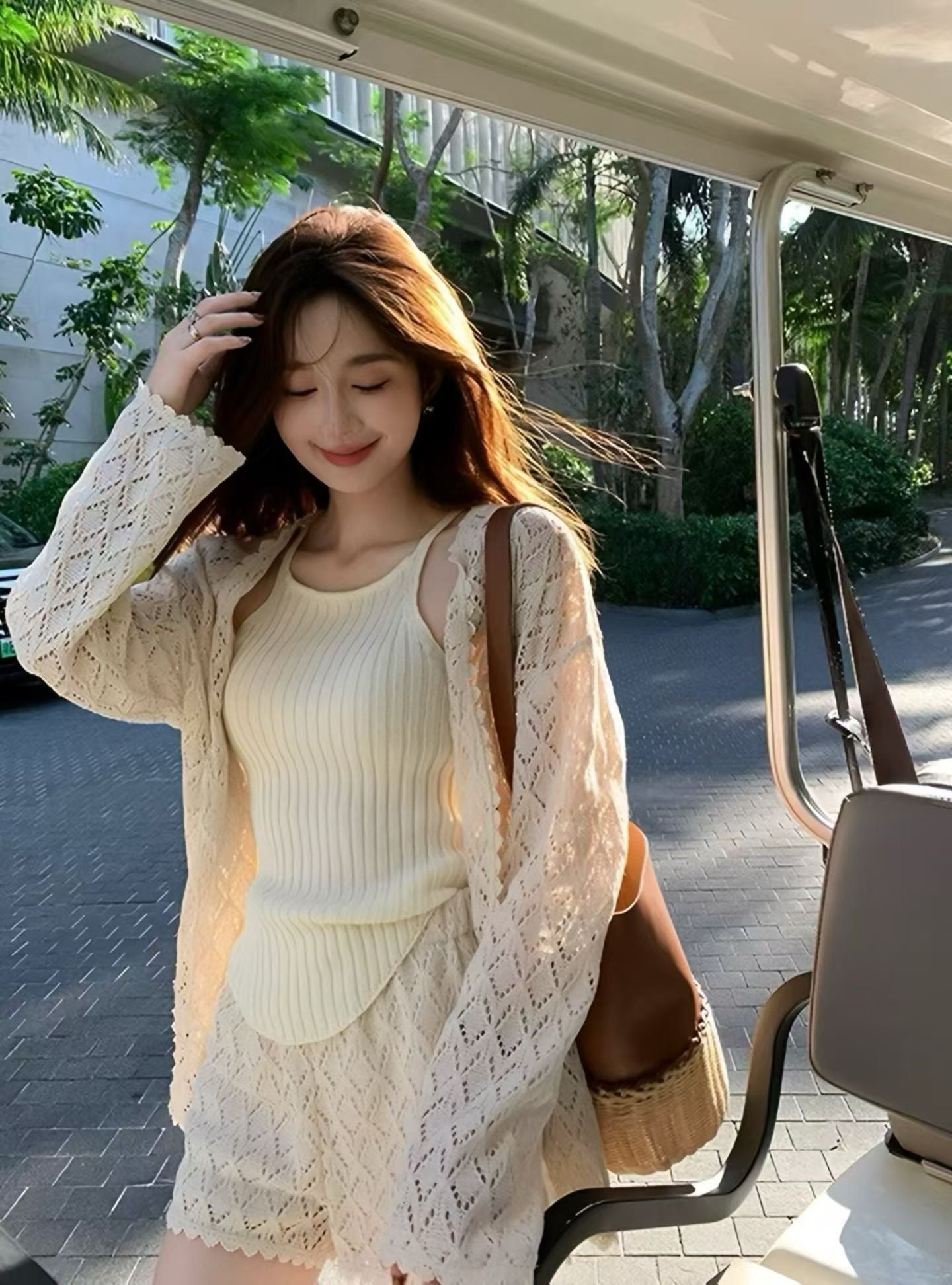 YJ - 簍空針織三件套   6687#