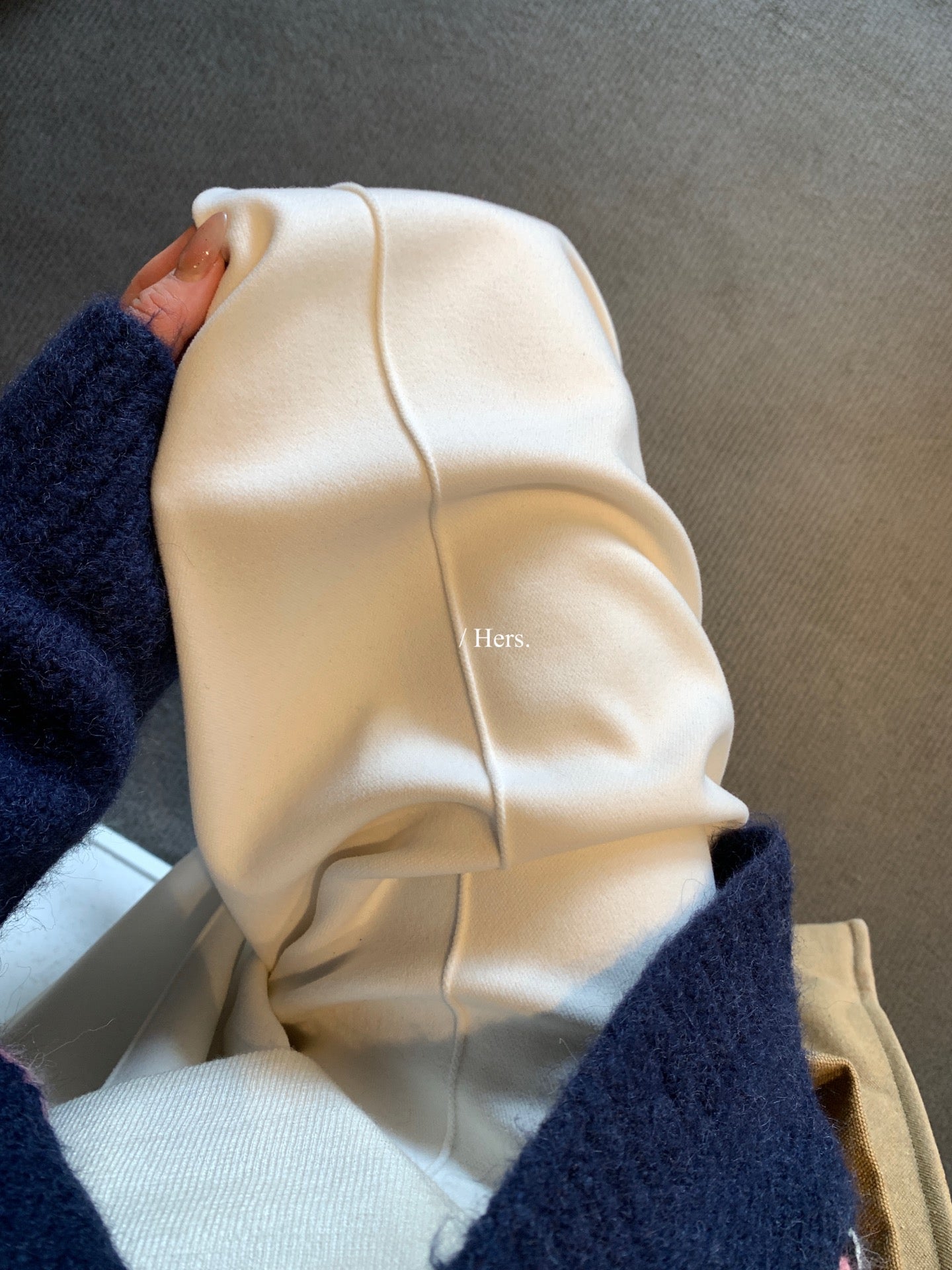 Hers - 韓標壓線直筒羊絨褲  92469#