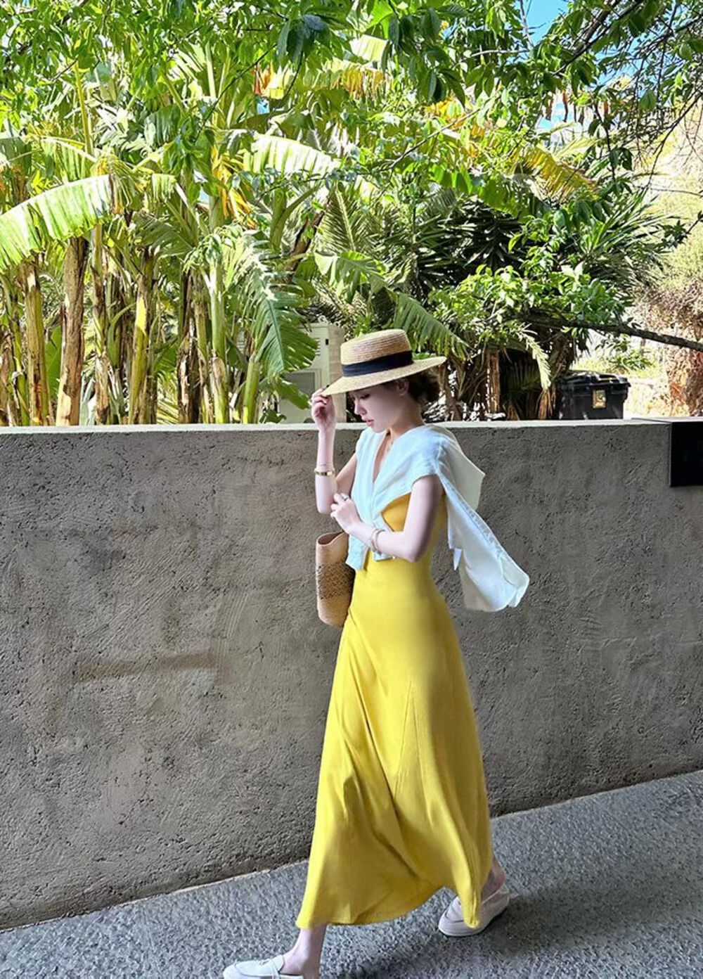 YJ - 紙片人顯瘦坑條背心連身裙/洋裝  1133#