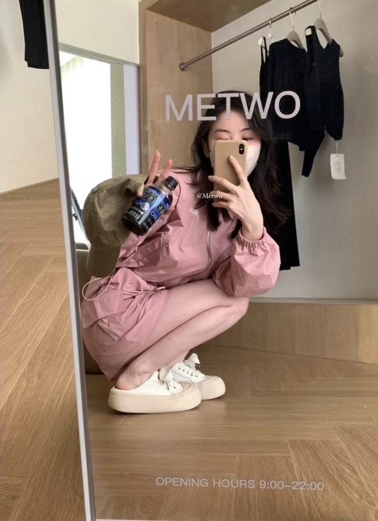 METWO> 皮粉衝鋒衣套裝 1026#