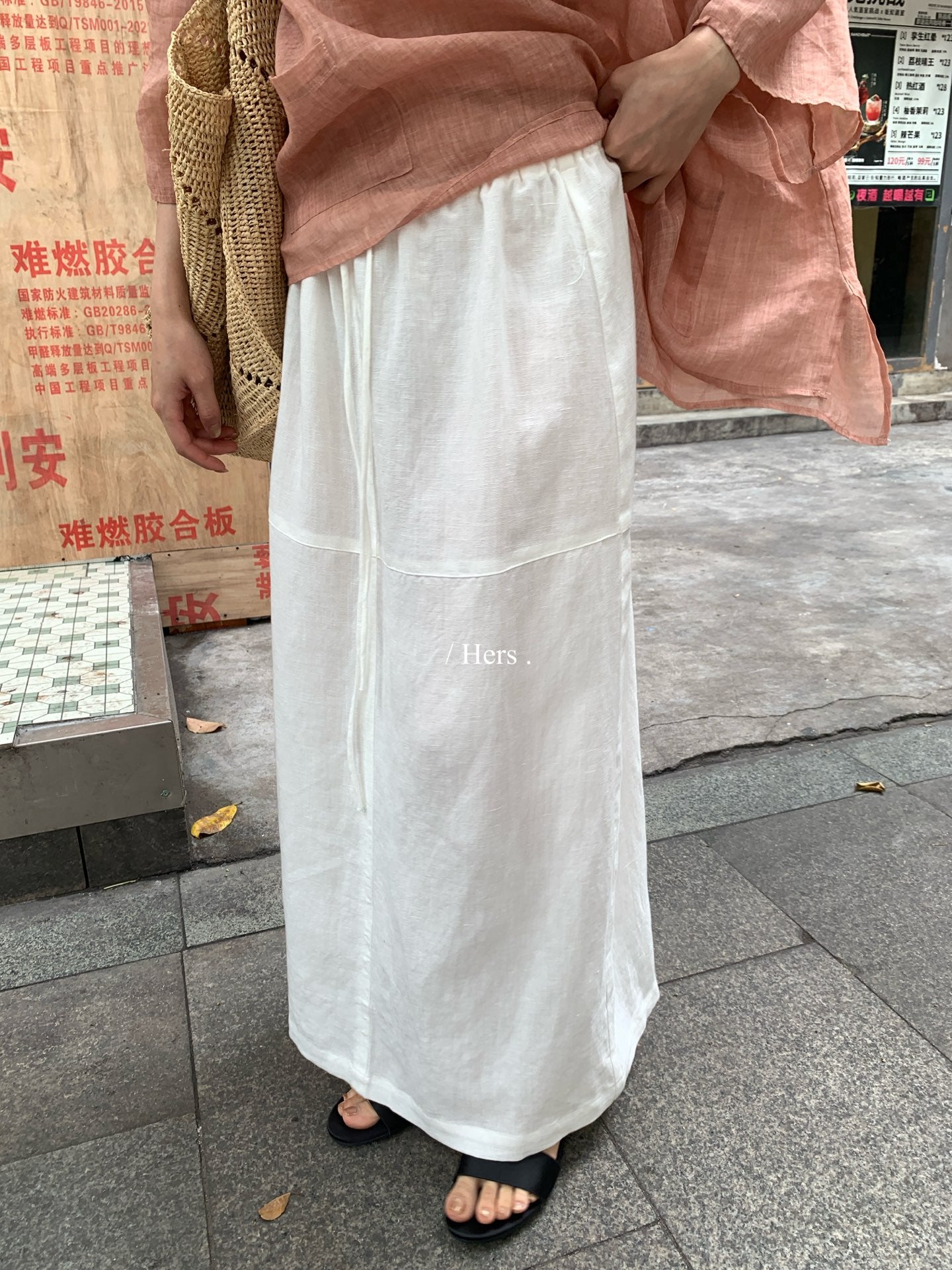 Hers - 麻料半身裙   80426#