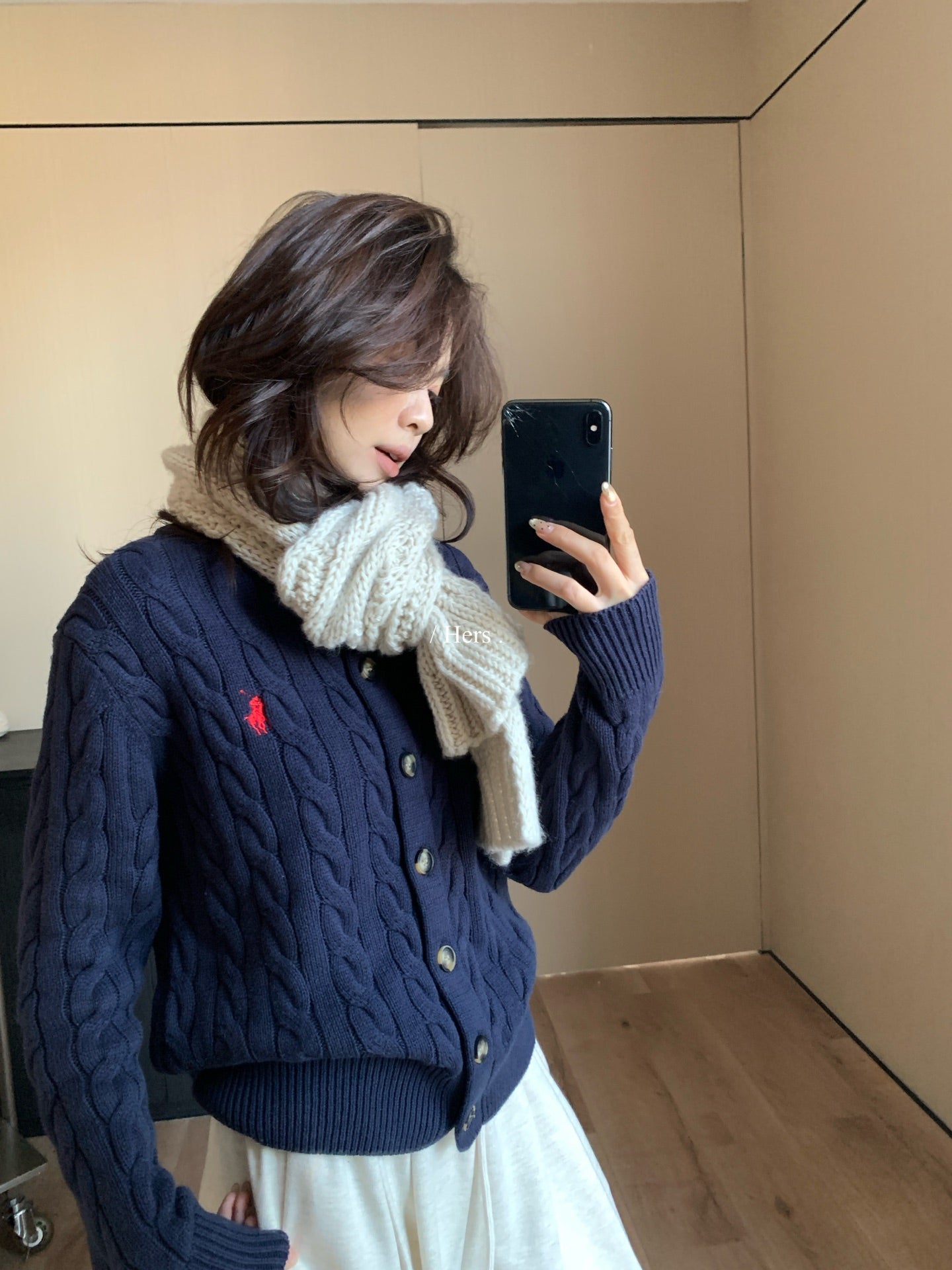 Hers - 厚針織開衫上衣   92691#