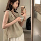 HERS> 簡約麻料無袖上衣 20666#
