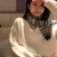 HERS> 帶圍巾黑白毛衣 10556#