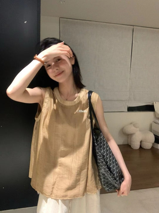 HERS> 氣質札染無袖上衣 9569#