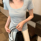 Hers - 魚嘴掐腰紙片T    80689#