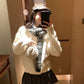 HERS> 帶圍巾黑白毛衣 10556#
