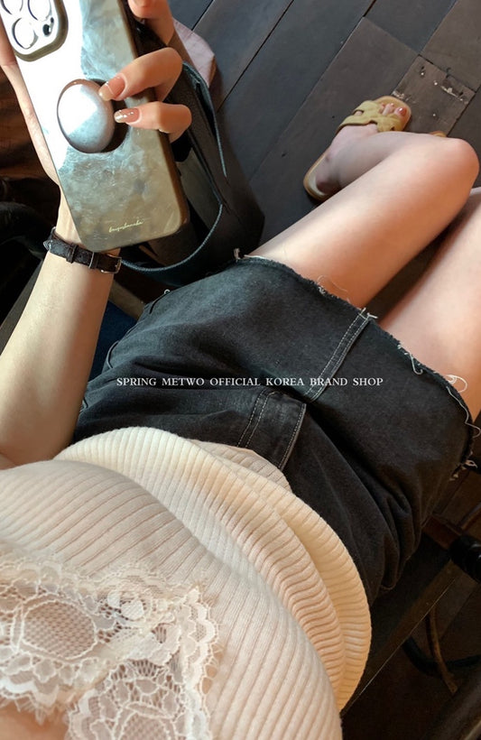 METWO>碳黑牛仔褲裙 1135#