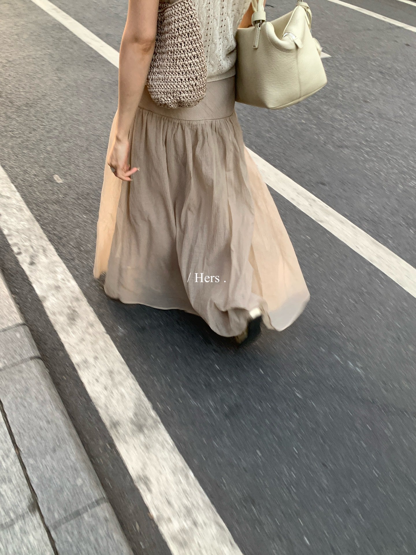 Hers - 寬腰頭設計紗紗半裙  80409#