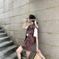 METWO> 套裝工裝背心外套短裙sml(黑&紫) 08002#