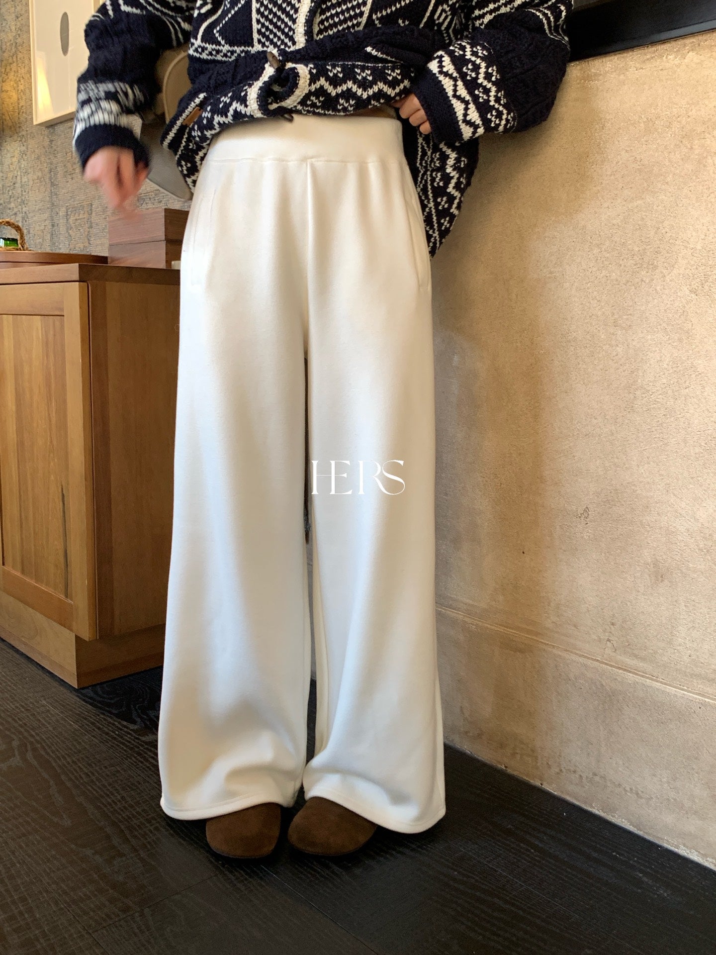 seeUbye - 好版型!加絨加厚紙片直筒褲  92803#