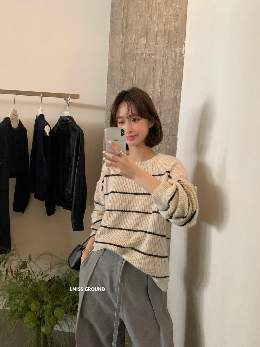 i miss - 條紋質感針織衫  991091#