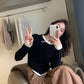 HERS> 假二件不規則磨毛打底T 8638#