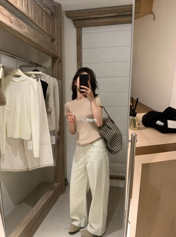 HERS> 小眾水洗色直筒牛仔褲 20392#