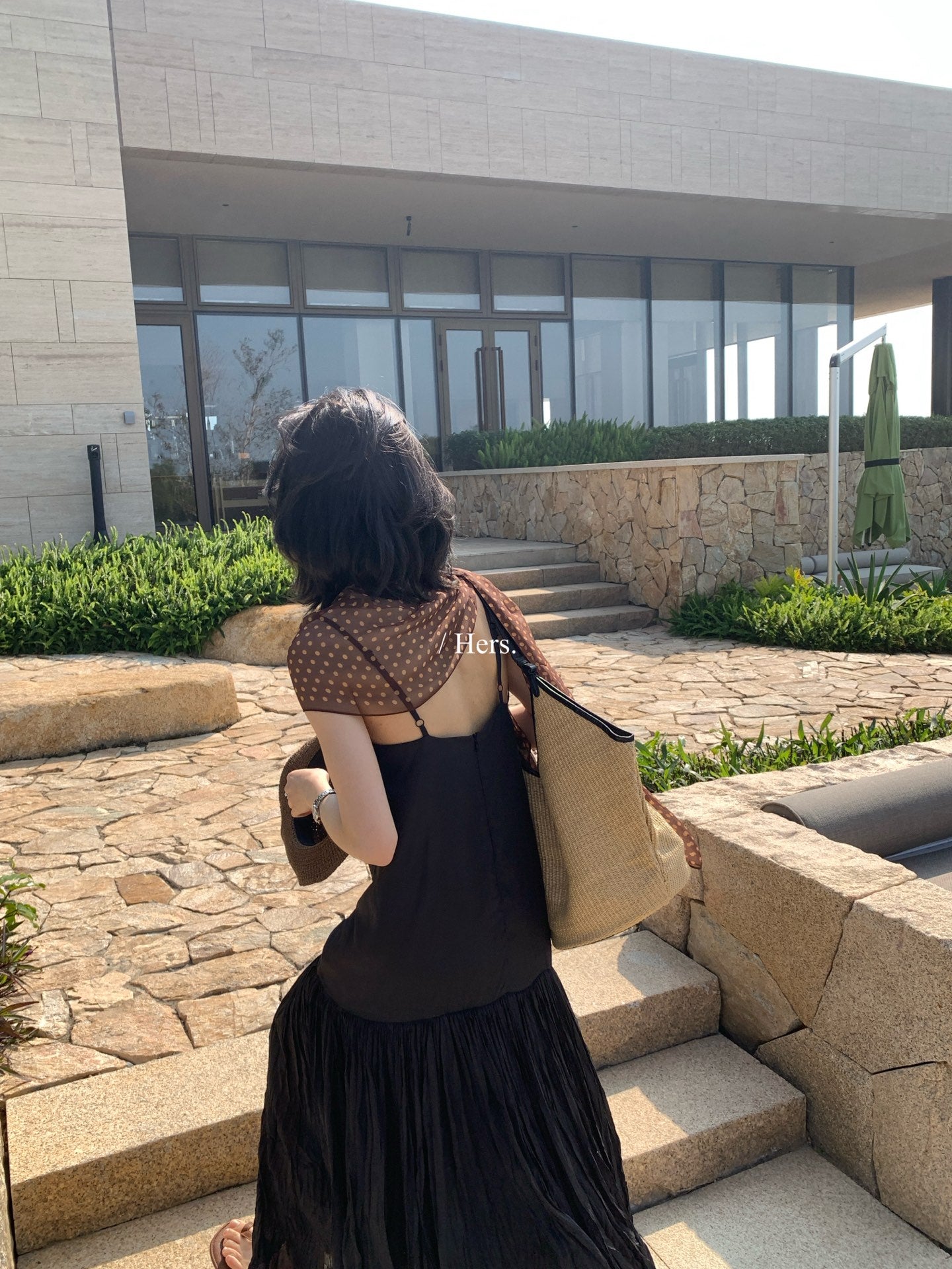 Hers - 縐褶感長款吊帶裙/洋裝SM    80232#