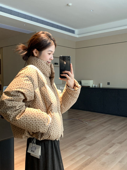 seeUbye - 復古小碎花麵包羽絨服  92677#