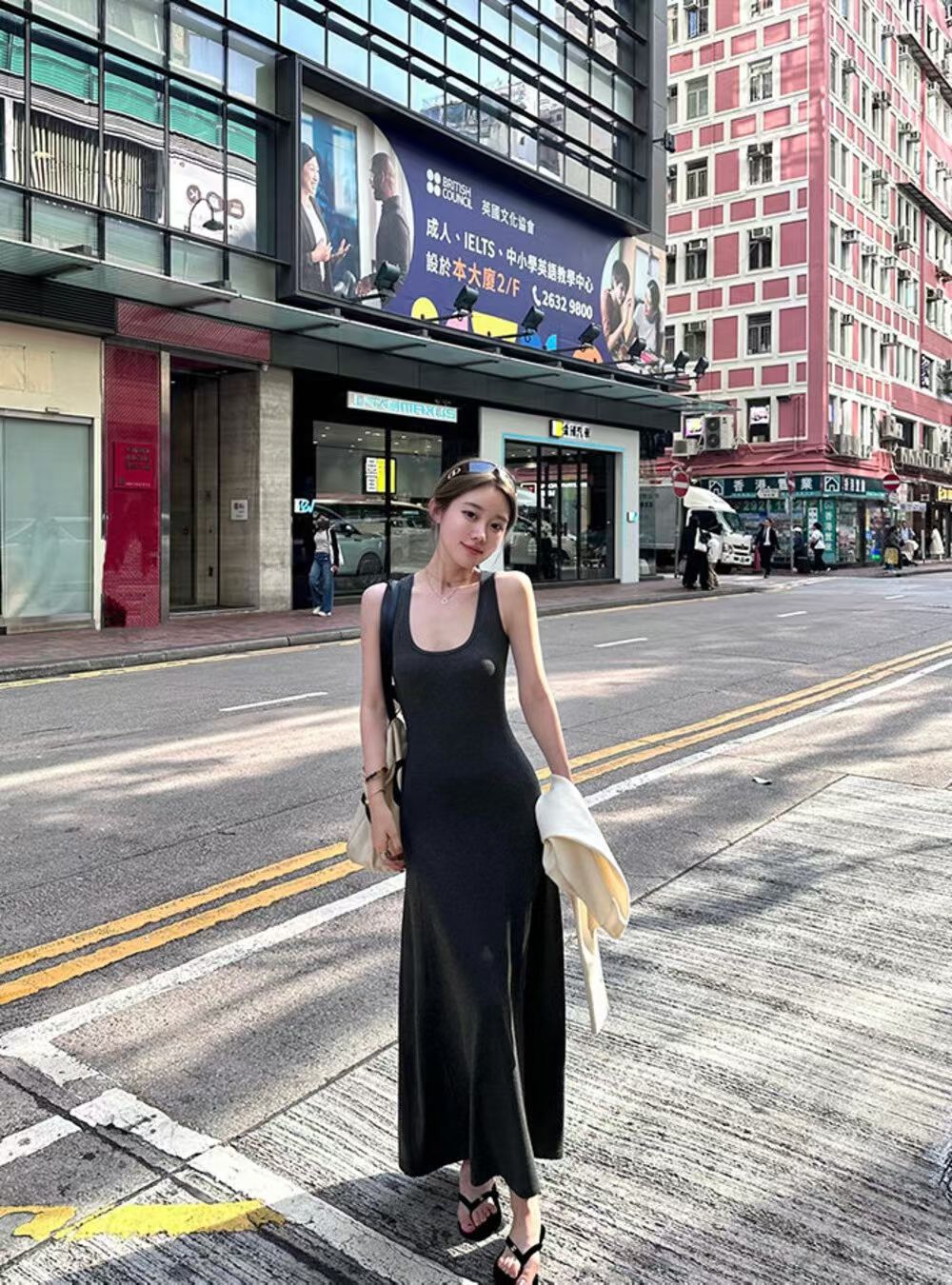 YJ - 紙片人顯瘦坑條背心連身裙/洋裝  1133#