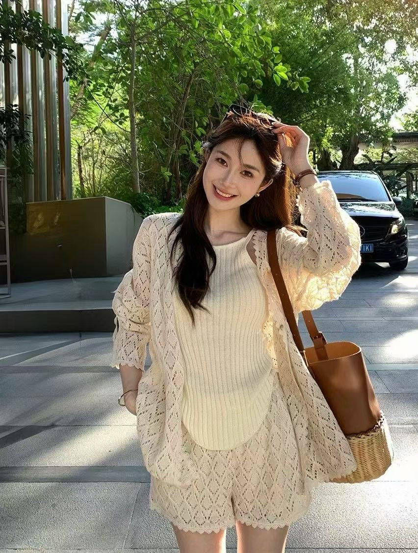 YJ - 簍空針織三件套   6687#