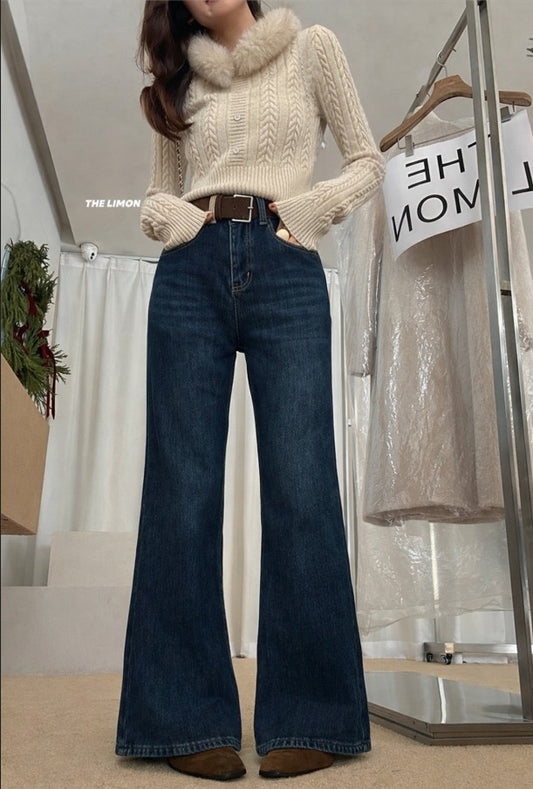 Limon - 加絨微喇牛仔褲  2657#