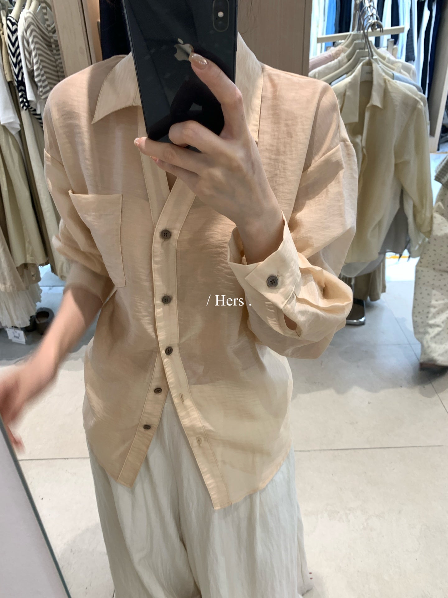 Hers -  掐腰綁帶襯衫    80390#