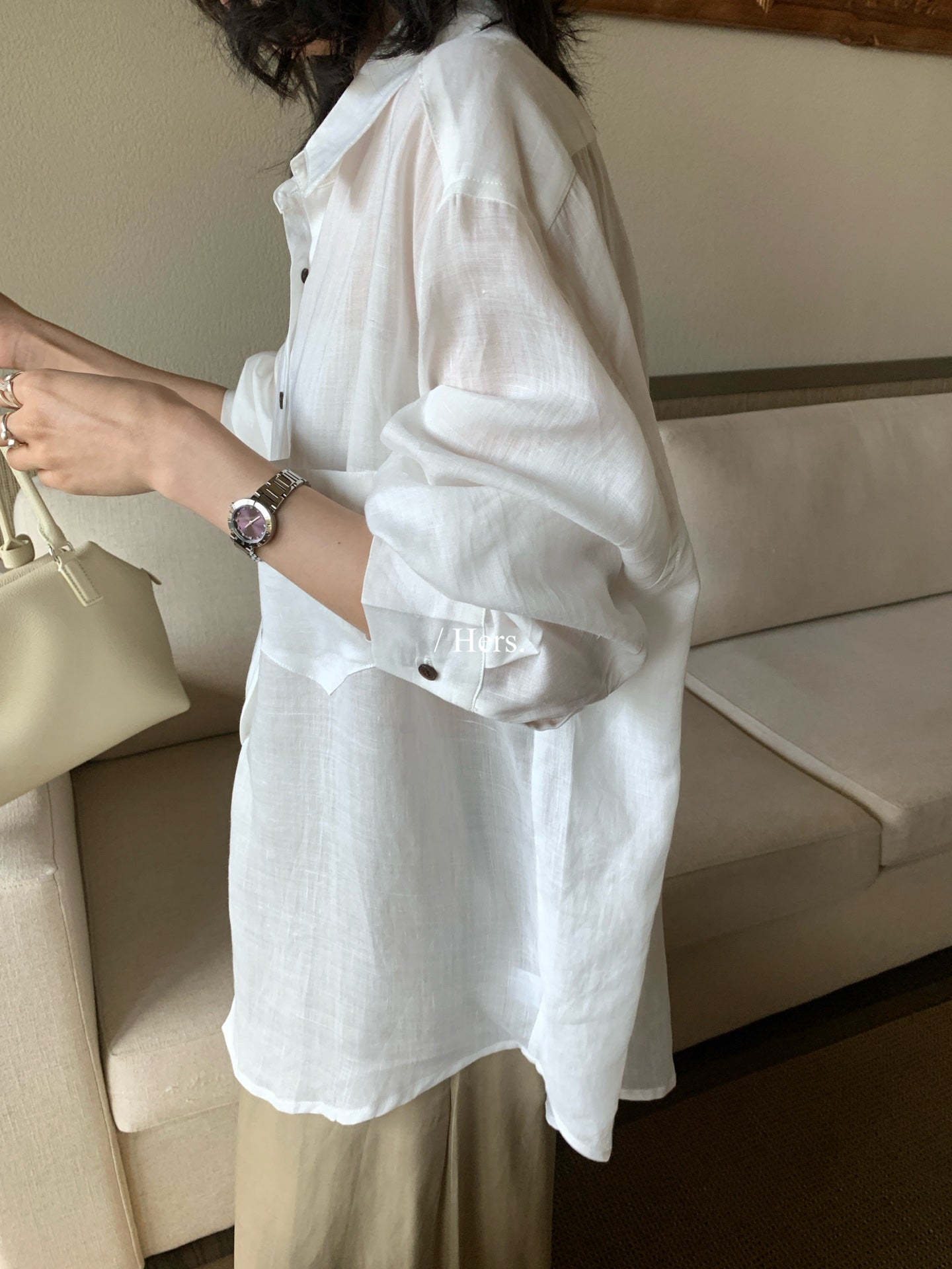 Hers - 多色經典麻料襯衫   80191#