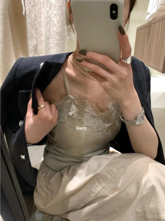 HERS>蕾絲羊絨吊帶衫 9194#