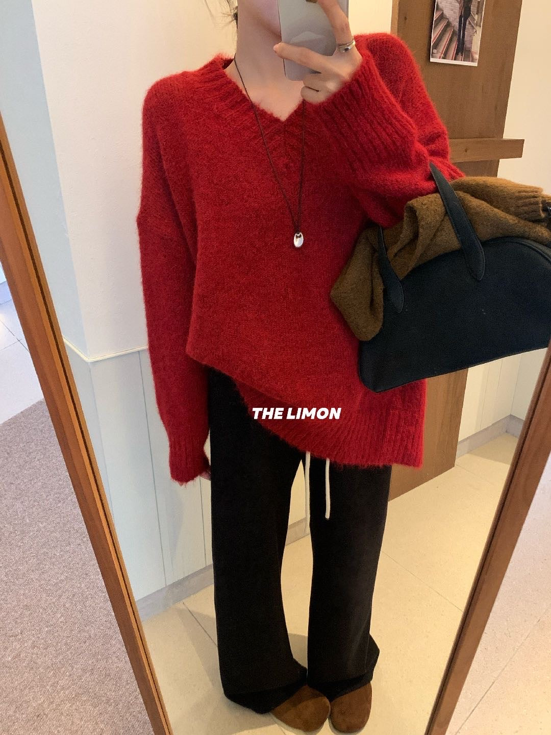 Limon - V領鬆弛毛衣  217#