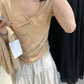 Hers - 紐結V領紙片T   80571#