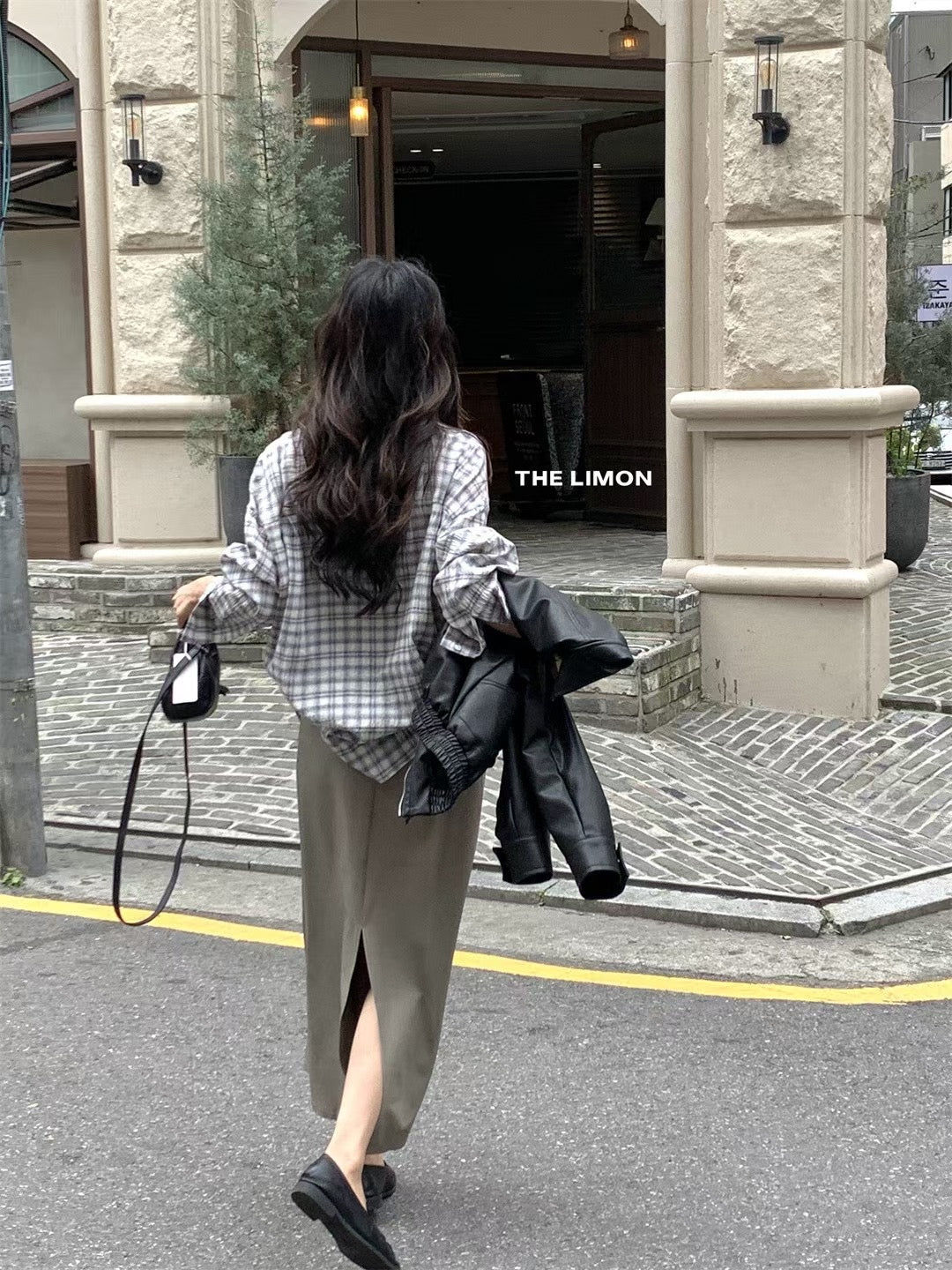 THE LEMON>  簡約西裝後開岔半裙  0907#