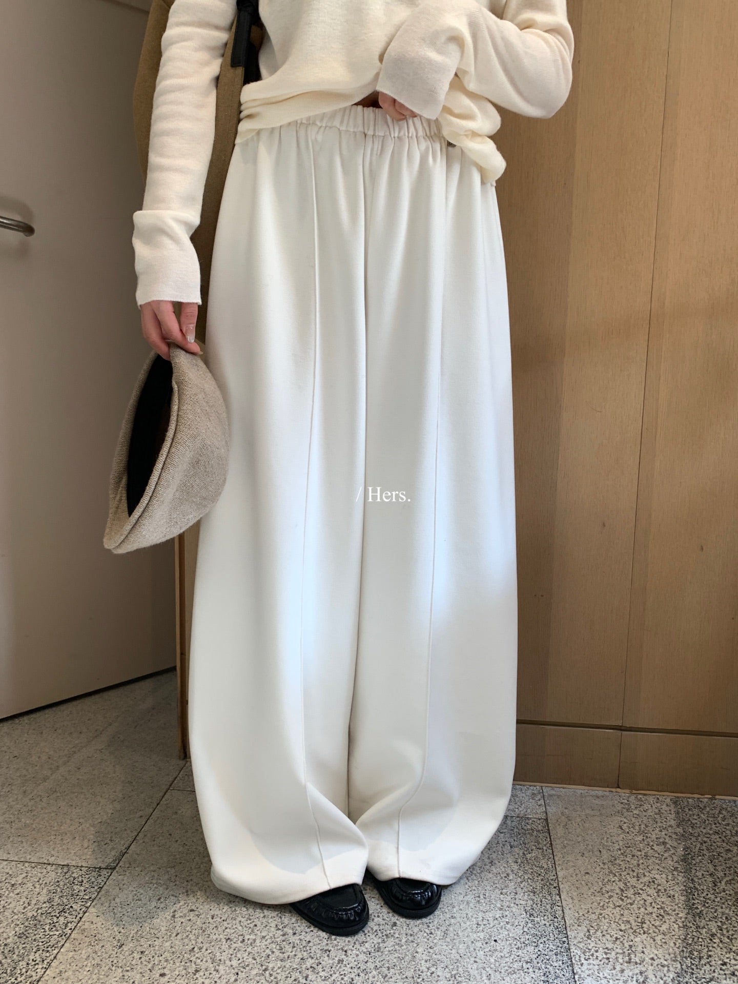 Hers - 韓標壓線直筒羊絨褲  92469#