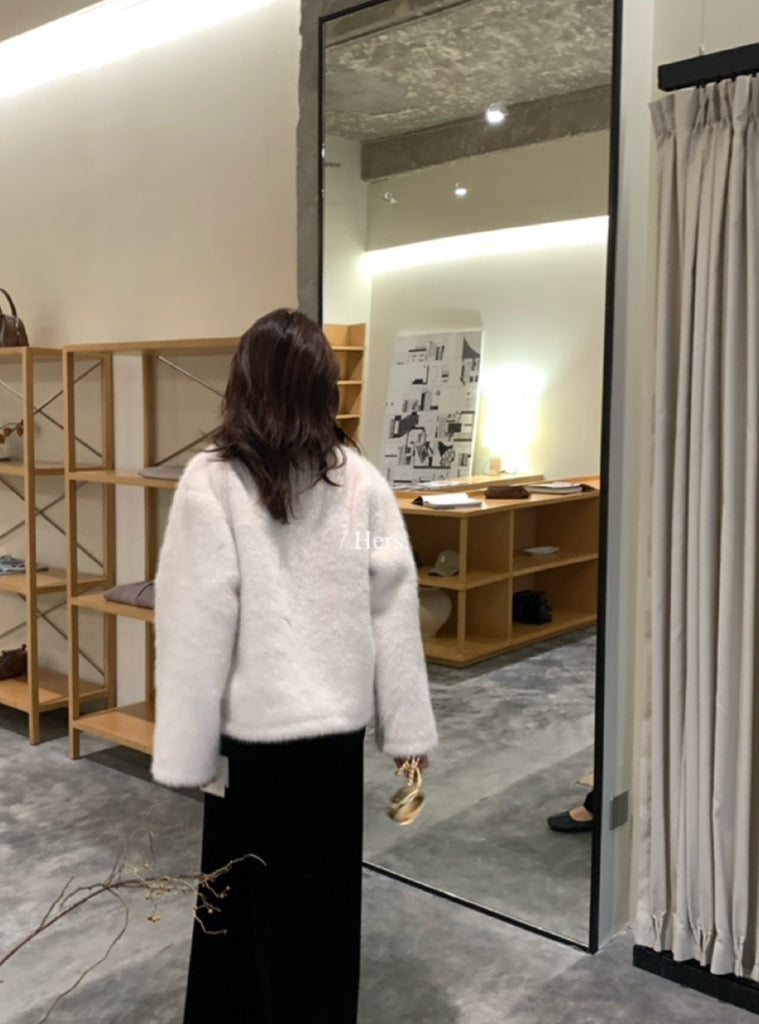 seeUbye - 絲絨波邊領貴氣拉鏈外套 92653#