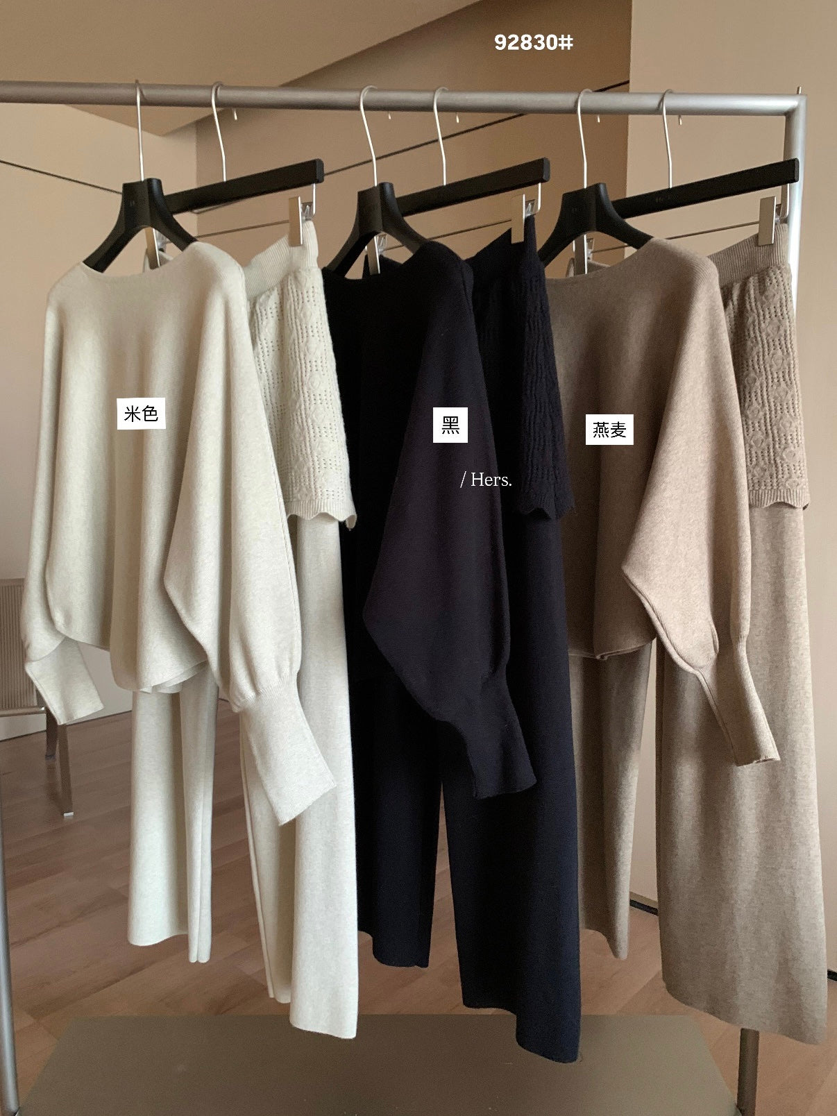 seeUbye - 氣質兩件套 毛衣&屁簾休閒褲  92830#