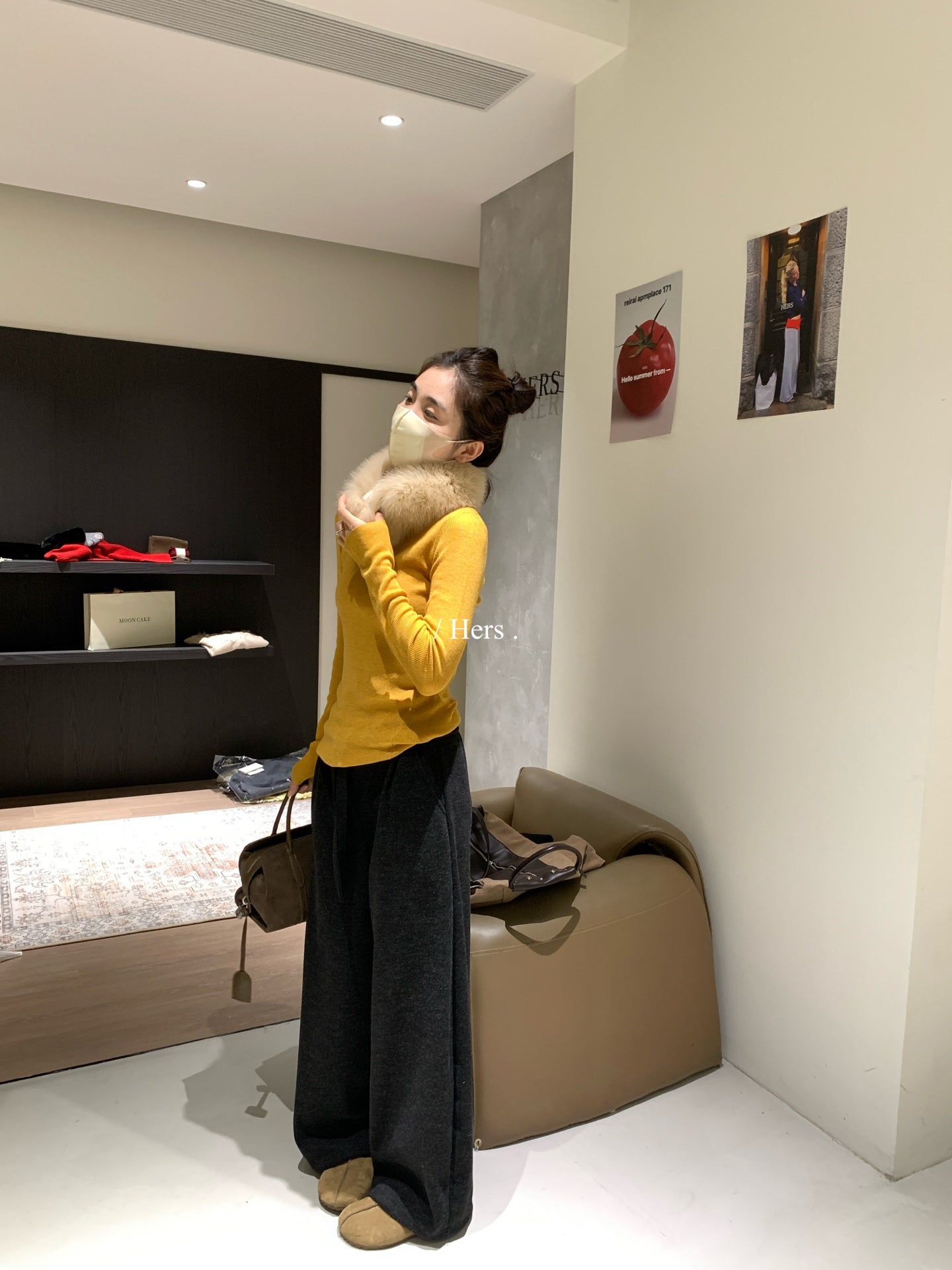 Hers - 磨毛抽繩休閒褲  92663#